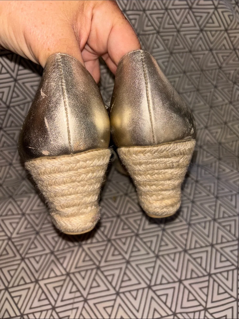 Talbots Metallic Gold Espadrille Wedge Sandals